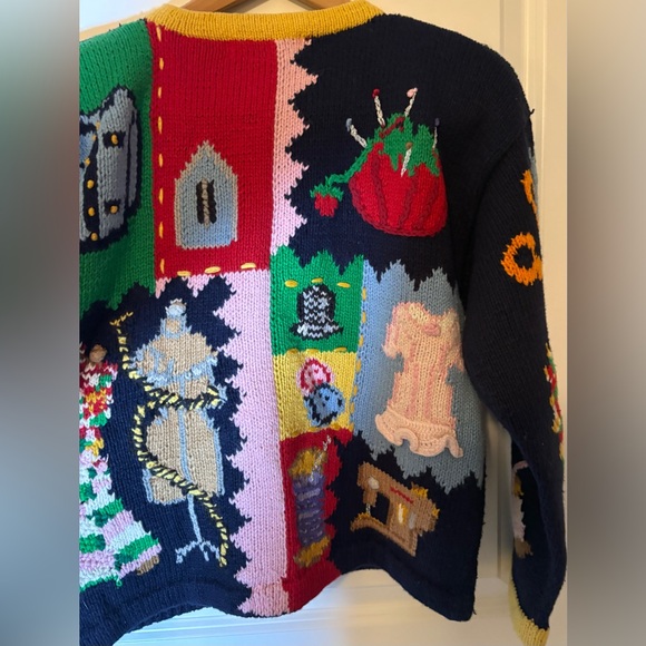 Vintage the eagle’s eye Button Up Fashion Knit Crewneck Sweater - Picture 12 of 15